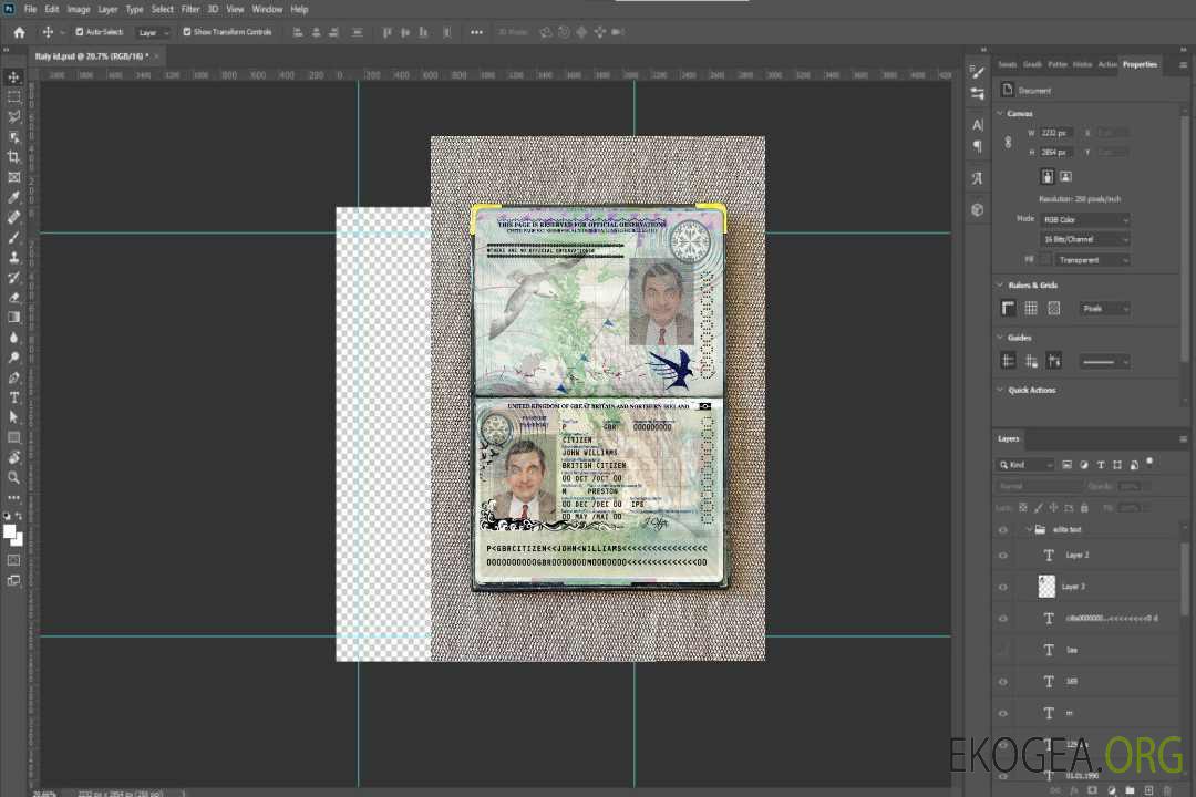 Photo du passeport du Royaume-Uni de Grande-Bretagne et d'Irlande du Nord (2010-2015) template